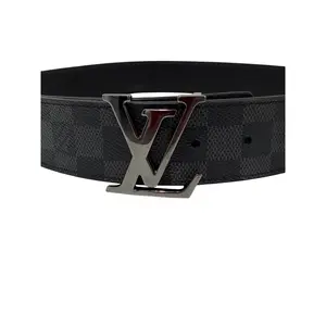 Pre-owned Louis Vuitton LV Initiales reversible belt in Damier Graphite Size 80