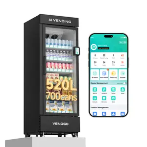 Smart Ai Vending Machine with Card Reader, Snack & Drink Combo, 6-Layer, 700 Can (300ml) Capacity, Refrigerated, Ai Visual Recognition & App Management, Vending Machines for Business