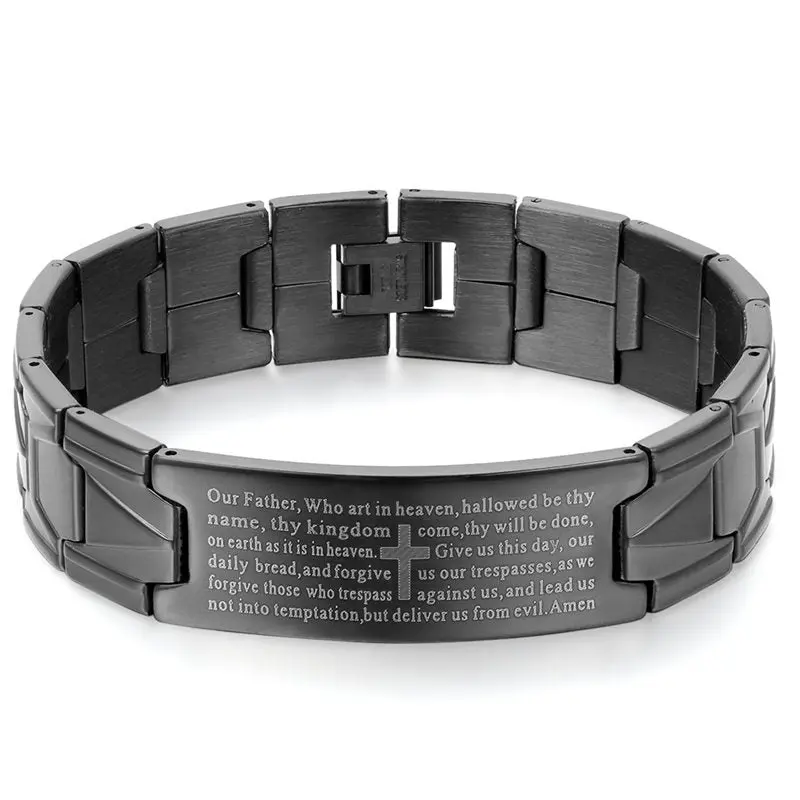 Lord's Prayer Bracelet Stainless Steel Wrist Classic Engraving