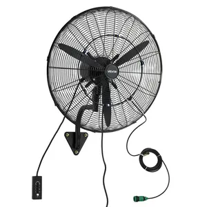 【fathersdaygift】VEVOR Wall Mount Fan, 24 in Wall Mounted Hanging Fan with Oscillating & Mist, IP44-rated, 3-Speed, Powerful Air Reach, Mechanical Control, Long Airflow for Industry, Commercial, Garage, Workshop, Auto-Oscillating Wall-Mounted Fans, Socket-