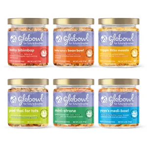 Globowl NEW! Around the World Variety Pack - 6 Pack for Baby Bibimbap Yaya's Medi-Bowl Mini-Strone Veggie Tikka Masala Pad Thai for Tots & Baby Spice's Bean Bowl