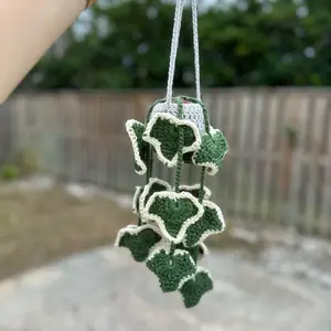 Crochet Ivy Hanging Plant Decor Handmade Wall Unique Home Boho Bedroom and Office Decor Thoughtful Housewarming Gift for Plant Enthusiasts