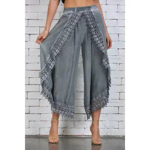 Full Size Lace Detail Wide Leg Pants Plus Size