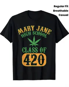Men's Class of 420 Weed Graphic T-Shirt, 100% Fabric, Crew Neck, Short Sleeve, Regular Fit, Weekend Casual Wear, All-Season Casual Wear