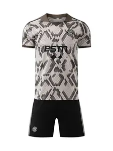 Kids Bayern Fan Football Jersey Set, Casual Striped Training Suit, Boys & Girls Sports Top and Shorts, 25/26 Season