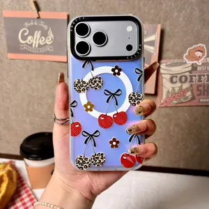 Leopard Print Bowknot Fashion Pattern Protective Case for iPhone 17 Pro Max 16 Pro 15 14 13 12 & 17 Air High-End 3D Embossed MagSafe Compatible Gradient Anti-Drop Casing Cellphone Protector