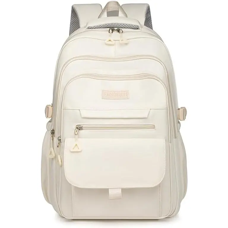 School Cute Aesthetic Backpack Girls Backpack for Students  Teen Girls Large Capacity Bookbags College Backpack Laptop Lightweight Bookbag Casual Travel Daypacks School Bag(White)