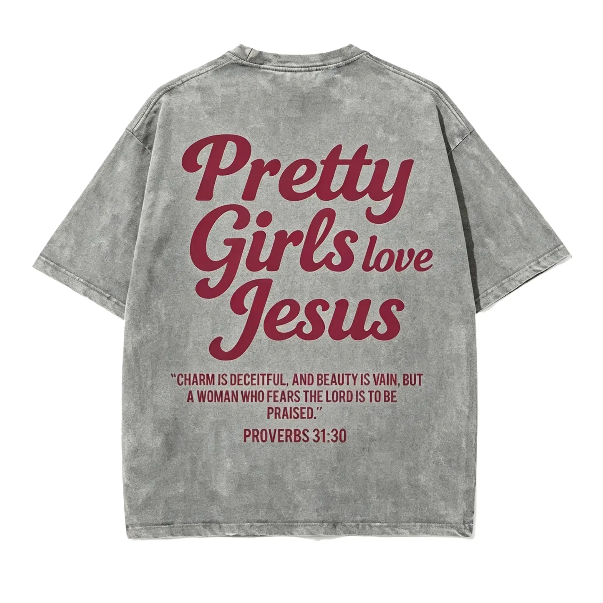 Women's Baggy Linen Lightweight Vintage "Pretty Girls Love Jesus" Graphic Tee, Oversized Streetwear Short Sleeve Crewneck Cotton Shirt for Church Worship, Bike Outfit