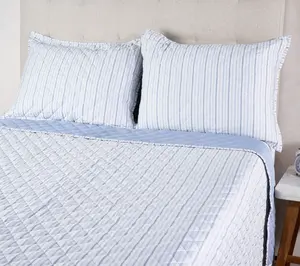 Martha Stewart 3-Piece Striped Coverlet Set Full/Queen