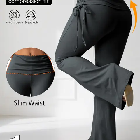 Plus Size High Waist Flare Pants, Back Pleated Butt Lifting Design, Slim Fit Elasticity, High Stretchy Fit, Sexy Tight-Fit, Y2K Street Fashion Women's Pants