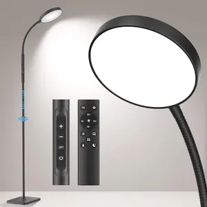 Adjustable Height Floor Lamp, 120 LED Super Bright Dimmable Gooseneck Standing Lamp with Remote & Touch Control, Tall Reading Lamp for Living Room Bedroom Office Craft, Black