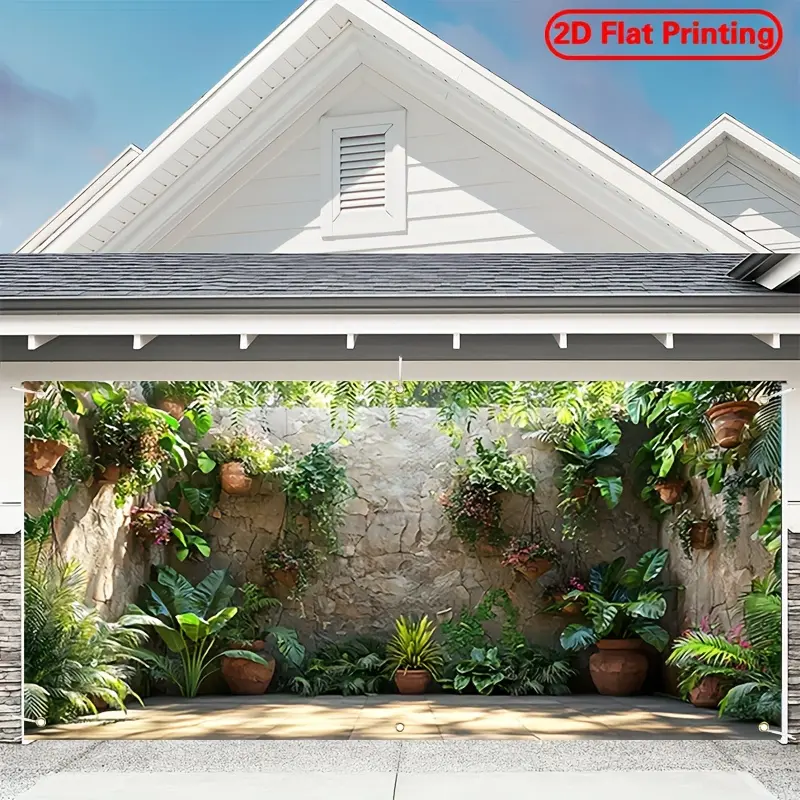 Green Garage Door Backdrop Botanical Scenery Backdrop Nature Garden Background Cloth Plant Tapestry Wall Hanging Photography Background Polyester Fiber Outdoor Party Wedding Event Studio Prop Home Decor Wall Panel