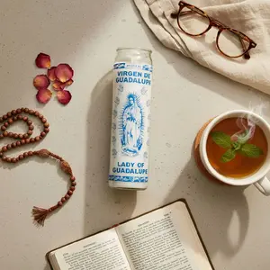 Mistigas Virgen de Guadalupe Devotional Candle Non Toxic White Sacred Candle for Divine Protection Healing Maternal Guidance Ideal for Prayers Altar Use