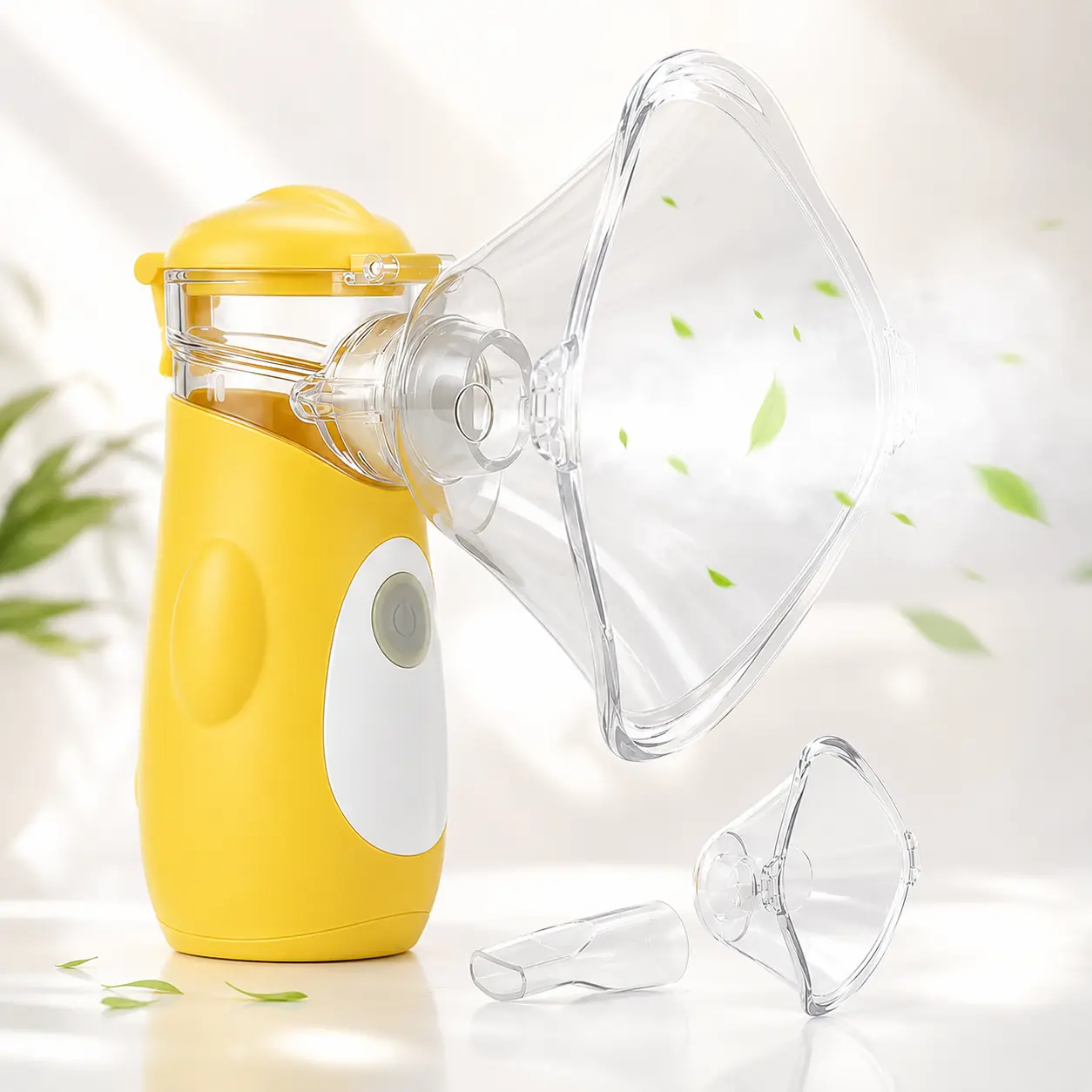 Yellow Portable Dual-Mode Ultra-Fine Mesh Mist Sprayer, 15ml Transparent Cup, Under 30dB Ultra-Quiet Operation, Type-C Rechargeable, 5-Min Self-Clean Function, Home & Travel Health & Medical Supplies Mist Device