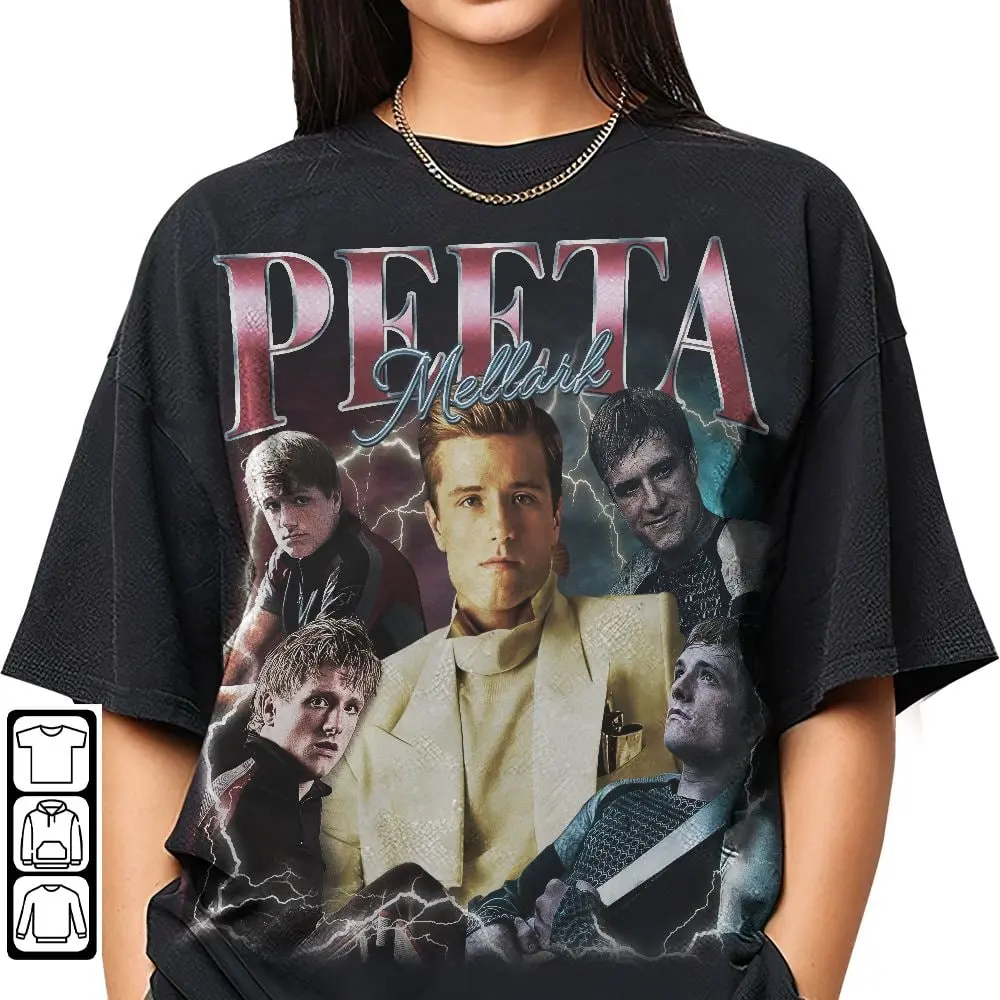 Peeta Mellark Merch T-Shirt, Hunger Games Book T-shirt Catching Fire Mellark & Katniss Everdeen Tee