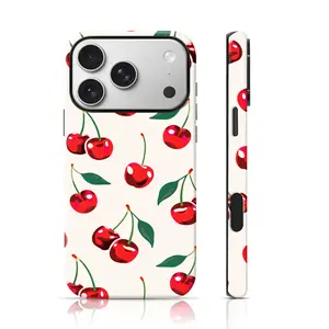 Cute Cherry Pattern Design Phone Case Double-Layer TPU Shockproof for iPhone 17 Pro Max/16 Pro Max /15Pro Max 15/14/13/12 & Samsung S26 /S25Ultra Trendy ins Style