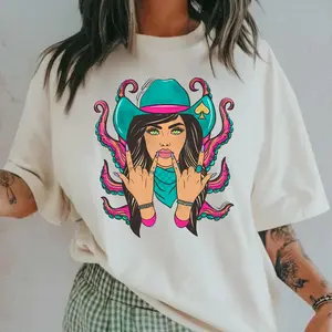 Cowgirl Kraken shirt, vintage crewneck sweatshirts, western outfit women, cowgirl outfits, western clothing stuff tops, country concert outfits, western style clothes