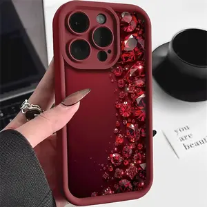 Premium Shimmering Red Crystal Design-Themed Phone Case, high quality protective phone case, suitable for iPhone 17/16/15/14/13/12/11 Pro, Plus, Pro Max, Mini, X, XS,XSMAX, XR and other series, shockproof, lightweight, TPU material, Accessories, Casing