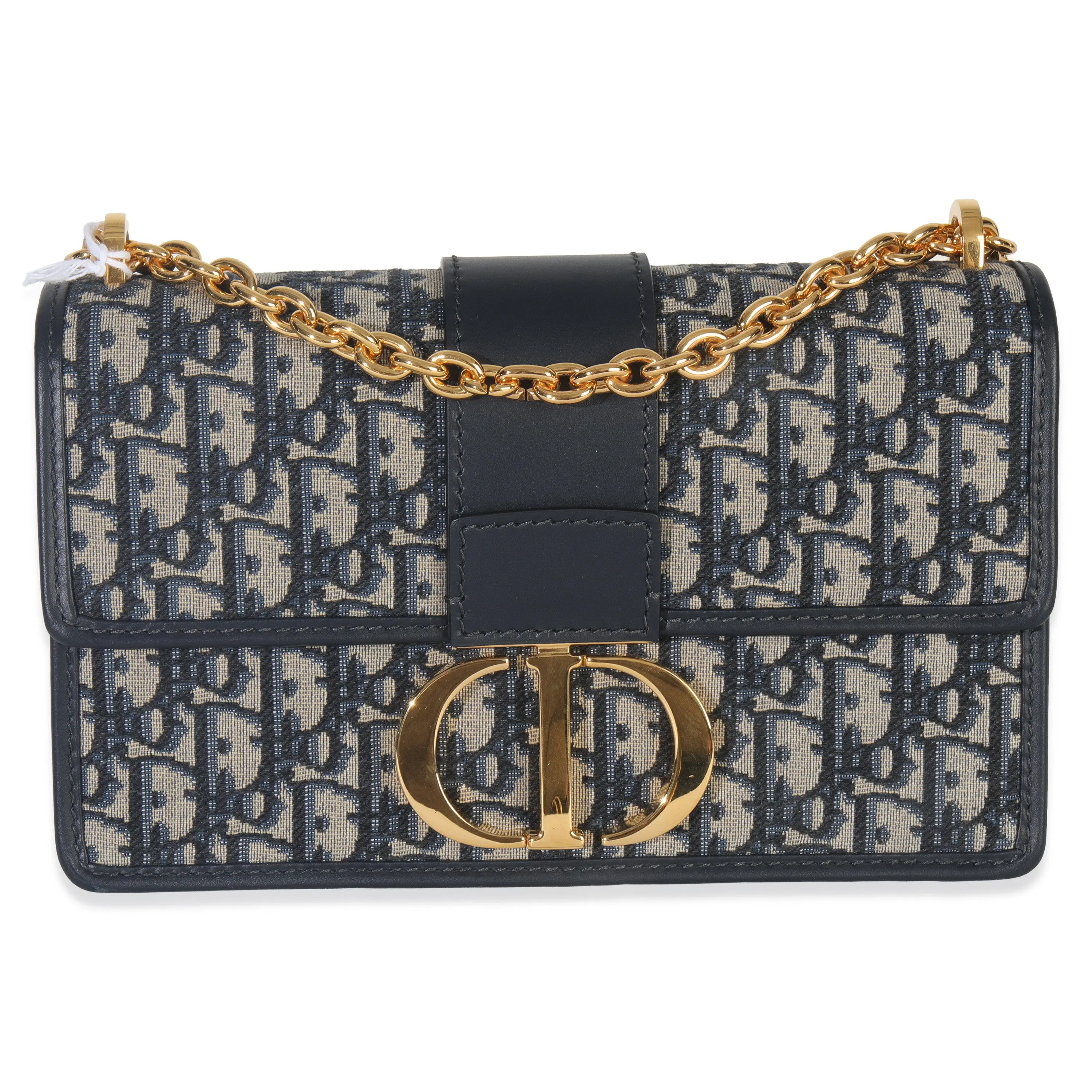 Pre-owned Canvas Shoulder Bags Blue Oblique Dior 30 Montaigne Chain Bag