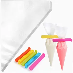 500Pcs 10 Inch Piping Bags With 5 Sealing Clips Thick Tipless Piping Bags, Non-Slip Disposable Pastry Bag for Royal Icing, Cookies, Cake Decorating - Home Improvement.