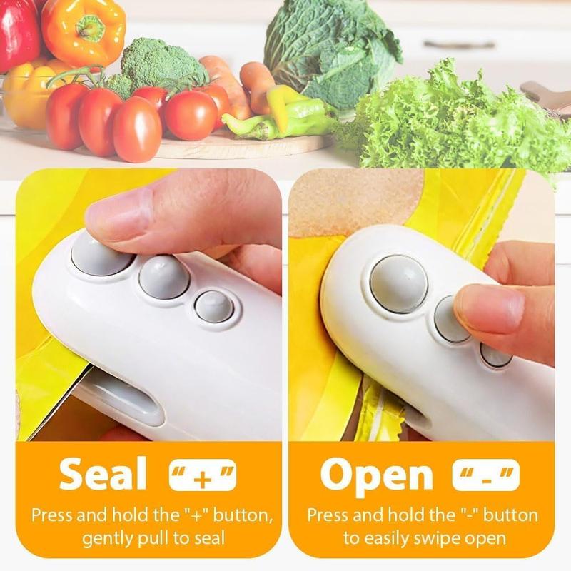 Mini Bag Sealer, 2026 Upgrade 3 in 1 Magnetic Food Sealer, Small 2 in 1 Rechargeable Magnetic Snack Sealer Household Mini, Heat Sealer with Cutter USB Rechargeable