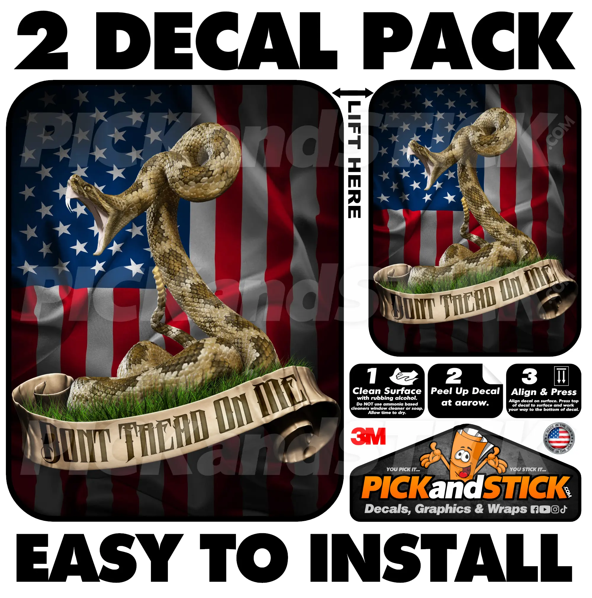 Don't Tread On Me - Heavy Duty 3M Vinyl Decals - Easy Install - Decals - Stickers - 3M - Made in USA - Waterproof