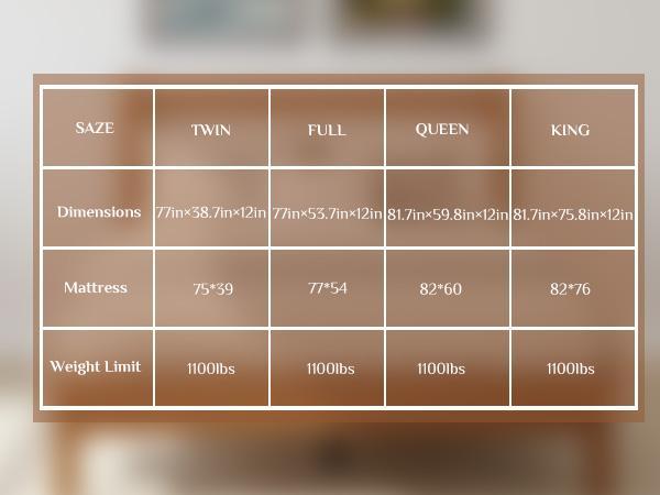Wood Bed Frame with Headboard - Walnut Finish, Solid Wood Slat Support System, No Box Spring Required
