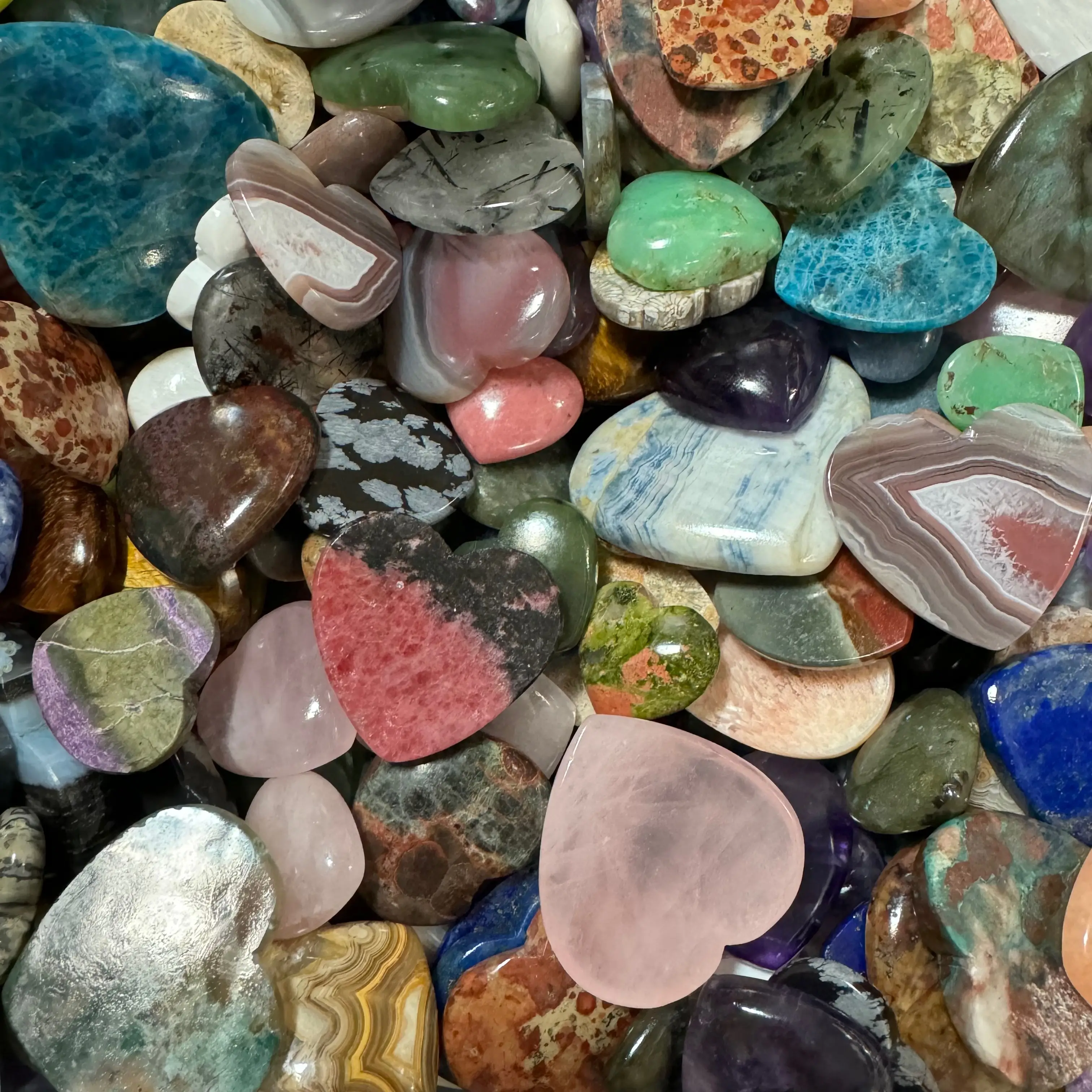 Moon Mountain Gems - One Scoop Heart Crystal Mix - Gemstone Heart Cabochon Bundle