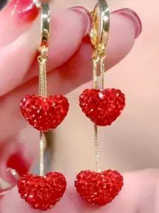 Elegant Heart-Shaped Dangle Earrings, Stylish Women's Jewelry for Everyday Wear, Perfect Valentine's Day Gift and Accessory