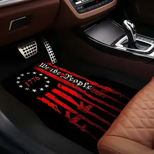 Suitable for all models, 4-piece 1776 patriotic pattern car carpet, all-seasonal vehicle carpet, with non-slip base, easy-to-clean car interior accessories