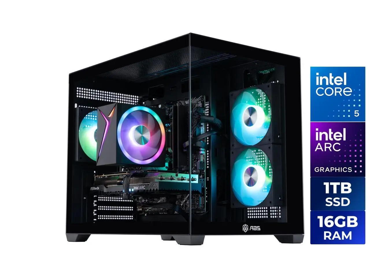 ABS Flux II Aqua Prebuilt Gaming PC - Windows 11 - Intel Core 5 120 - Arc A750 8GB - 16GB DDR4 - 1TB NVMe SSD