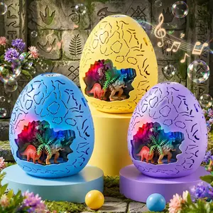 Kids' Unisex Dinosaur Egg Bubble Machine - Automatic Bubble Blower with LED Flashing Lights, Music, Dino Scene Inside, Fun & Interactive Play, Summer Outdoor Toddler Fun Perfect Gift