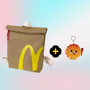 Funny McDonald's Backpack Retro Crossbody Bag Large Capacity Cute Personalized Casual Canvas Bag for Women Men Gift