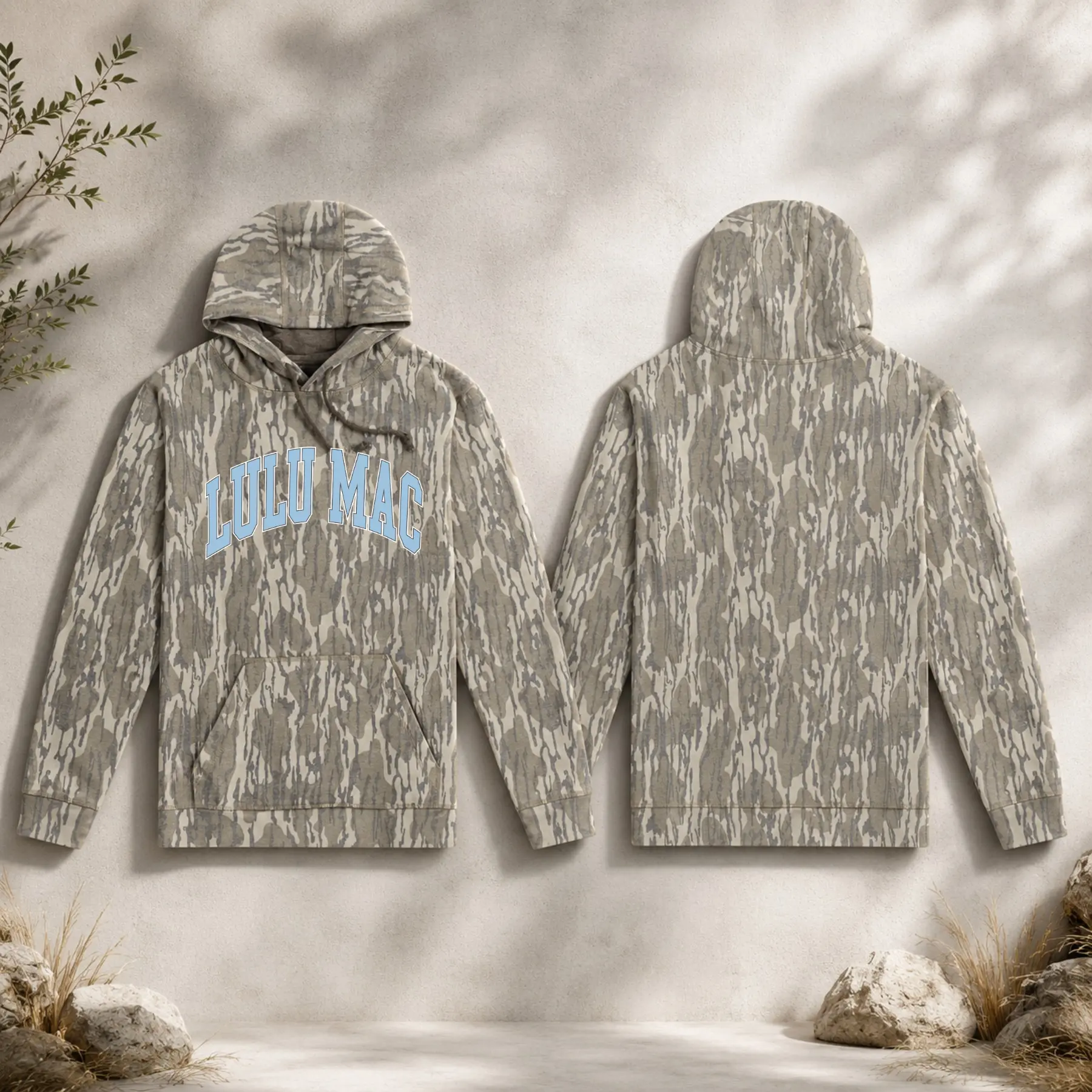 LULU Bottomland Camo Hoodie for Women, Collegiate Graphic Pullover Sweatshirt, Vintage Outdoor Hunting Camouflage Hooded Top, Casual Southern Country Style