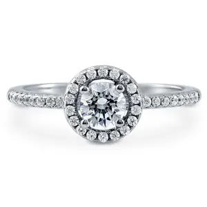 Halo CZ Ring in Sterling Silver