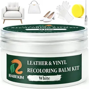 White Leather Repair Kit, Leather Recoloring Balm – Restore & Repair Faded Leather on Couches, Car Seats, Shoes & Furniture| Leather Color Restorer & Conditioner| Easy DIY Application