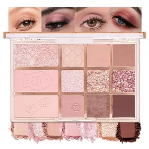 Gentle Korean style eyeshadow palette with elegant nude pink and purple shades. Smooth easy-blend texture. Matte soft tone plus shiny shimmer, create sweet fresh eye looks for daily and dating occasions.