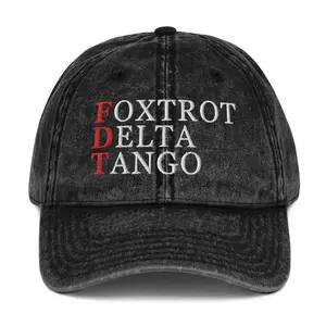Foxtrot Delta Tango Hat, FDT Military Alphabet Anti Trunp Hat, Embroidered Cotton Twill Cap