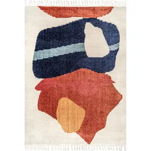 Ashton Shaggy Contemporary Abstract Tassel Area Rug
