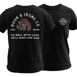To Hell With Luck Firefighter T Shirt, Vintage Hook and Irons Co Cat Mascot Graphic Tee, Soft Cotton Blend Shirt, Make Our Own Luck Firehouse Apparel, Firefighter Gift for Men