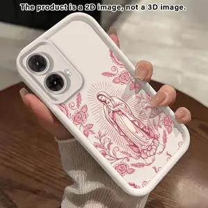 Divine Rose2D Pattern Protective Phone Case Accessories suitable for Motorola Moto G54 G86 G85 G84 Edge70 60 Fusion Stylus Moto Series(G04-G75 E13-E32 Edge40Neo Pro-50 Fusion)4G 5G Full Camera Protection Slim Cover Smartphone Casing Protector
