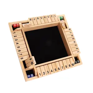 4-Player 10 Numbers Wooden Shut The Box Dice Board Game - Natural Wood