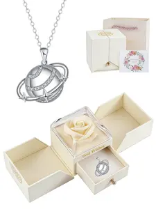 Cosmic Star Dream Glow Necklace Luxury cosmic-style planet necklace, unique and premium sparkling gem clavicle chain. With surprise double-door preserved rose jewelry gift box, ideal gift for birthdays, Mother’s Day and Valentine’s Day.