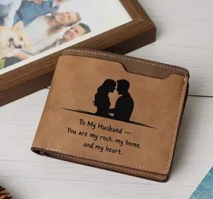 You Are My Safe Place' Wallet Engraved, Leather Wallets, Personalized Mens Gifts for Husband from Wife, Custom Wallet for Man, Boyfriend, Fiance, Anniversary Christmas gift for Him