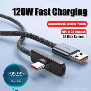 Pd120w Max Fast Charging Cable 6a Fabric Charger Line USB-C Data Cable Type-C Bendable Phone Charging Cable for iPhone iPad Macbook Samsung Xiaomi Huawei
