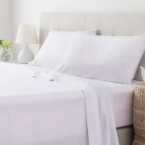 Solid Color Bed Sheet Set 4PCS – Soft & Breathable Bedding Set (1*Fitted Sheet + 1*Flat Sheet + 2*Pillowcases) | Skin-Friendly, Wrinkle Resistant