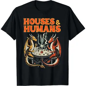 Gaming Houses Humans Funny Rpg Parody Gamer Men T-Shirt 01