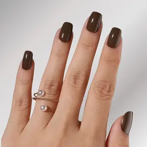 Brown Mocha Press-On Nails - Deep Glossy Finish Short Squoval Shape Salon-Quality Manicure for Everyday Elegance - Beauty Products