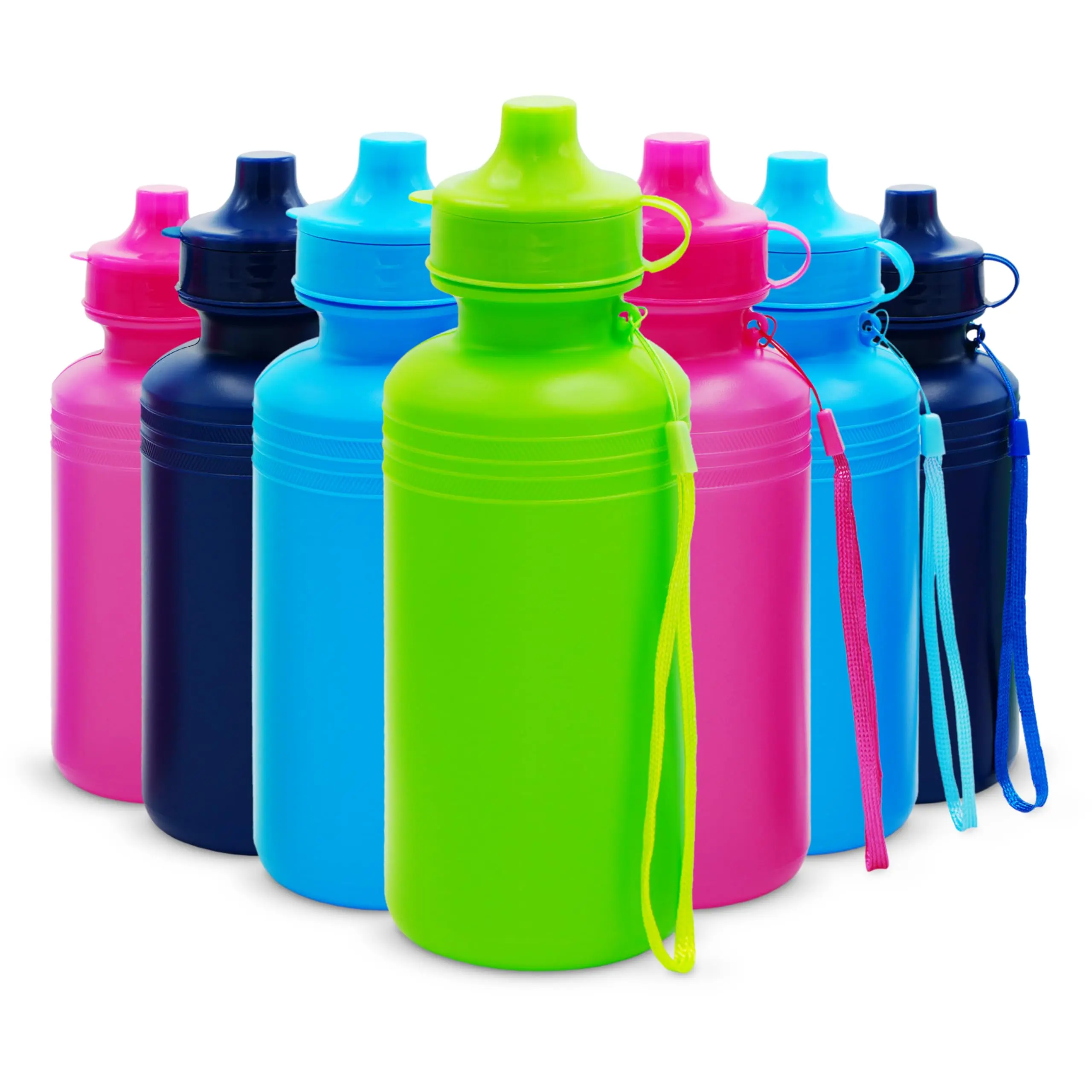 22 Pack Water Sports Bottles For Bulk  18 Oz Squeeze Reusable Plastic Neon Colors Bpa Free Bike Party Favor End Of Year Student Gifts From Teacher