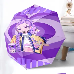 KPop Demon Hunters Rumi02 anime pattern printed new umbrella, 1 self-folding umbrella, portable foldable travel umbrella, outdoor umbrella, Automatic folding umbrella, Christmas birthday festival gift